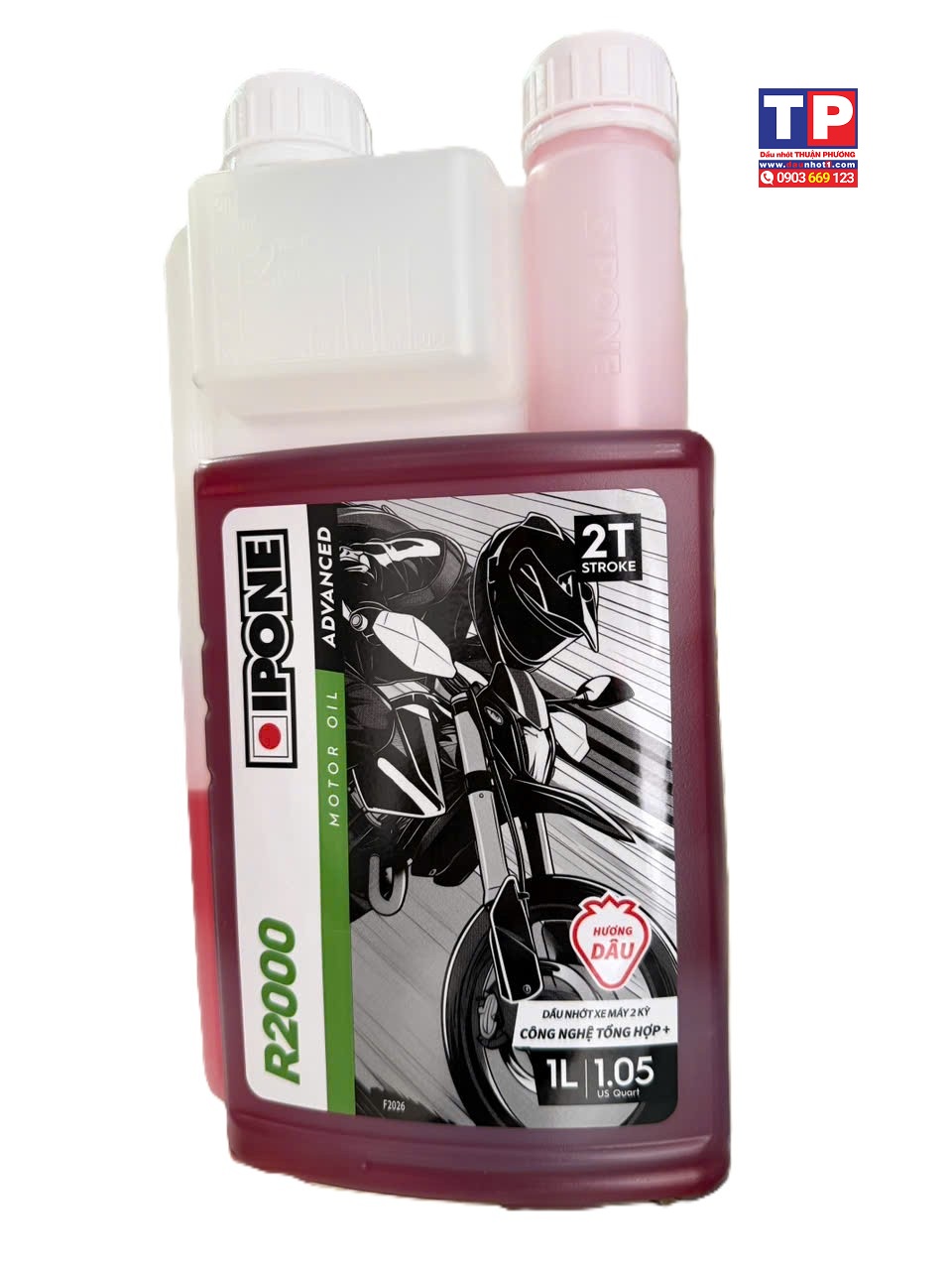 Nhớt pha xăng xe 2 thì Ipone R2000 hương Dâu 1L